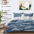 thumbnail image 4 of Ocean Waves Bedding 3 Piece Duvet Cover Set Full Size, Summer Beach Coastal Nautical Burlap Soft Microfiber Comforter Cover with Zipper Closure & Pillowcases, Wrinkle & FadeResistant Quilt Cover, 4 of 9