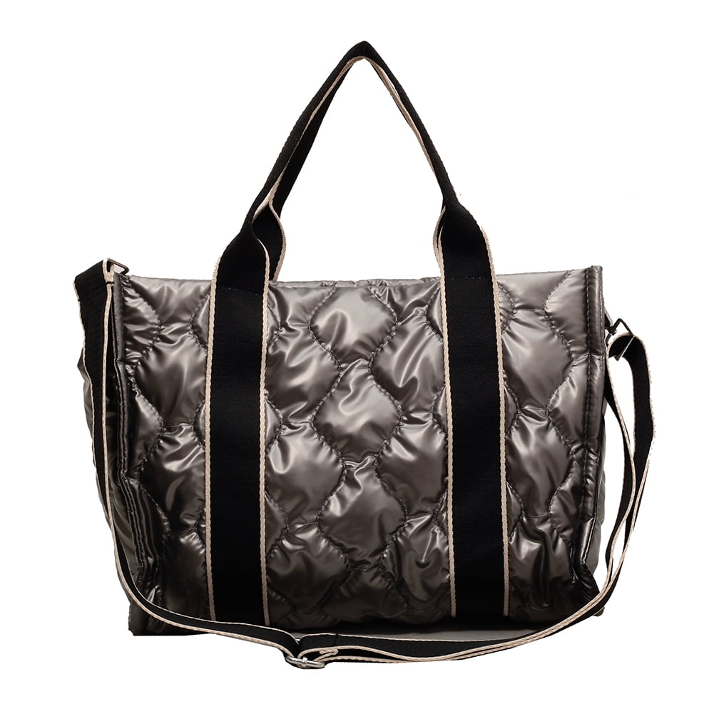 Women's Quilted Shoulder Bag Padded Tote Bag Large Capacity Hobo Purse  Lightweight Nylon Padding Handbag