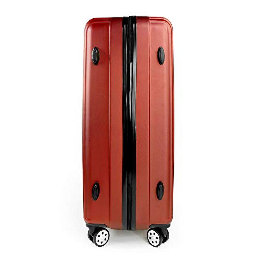 K-Cliffs 3pc Luggage set Hard Side Suitcase Lightweight 3 ABS Spinner w/Zippers in Color Red 20 in. H x 9 in. W x 14 in. L, (7.5 lbs) | 24 in. H x 11 in. W x 16 in. L, (8.5 lbs) | 28 in. H x