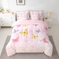 thumbnail image 2 of Homewish Kawaii Butterfly Animal Twin Bedding Sets 7-Piece, Girly Pink Watercolor Bedding Comforter Set, Gold Sequin Print Reversible Sheet Sets, Super Cozy Room Decor, 2 of 7