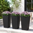thumbnail image 4 of Outsunny 24" Tall Planters Set of 3, Outdoor Flower Pots with Rattan-Style Design, PP Plastic Plant Pots with Drainage Hole and Plug, Black, 4 of 10