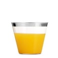 thumbnail image 7 of 100 Silver Plastic Cups 9 Oz Clear Plastic Cups Old Fashioned Tumblers Silver Rimmed Cups Fancy Disposable Wedding Cups Elegant Party Cups with Silver Rim, 7 of 7