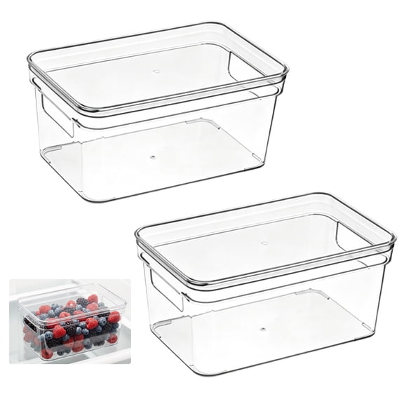 Set of 2 Clear Plastic Storage Bins with Lids, Small Stackable Organizer Boxes, 26x17x12cm