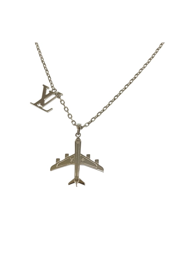 Pre-Owned LOUIS VUITTON Louis Vuitton Pendant LV Plain Silver Metal MP3157 Necklace for Men