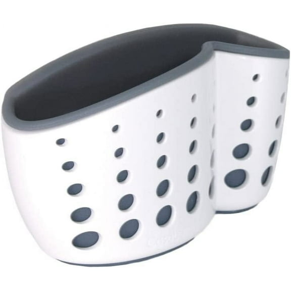 Casabella Sink Sider? Suction Cup Sponge Holder, Versatile Tool, Storage Capabilities, Use in Kitchen or Bathroom, White/Grey