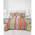 thumbnail image 3 of Colorful Striped Twin XL Size Down Alternative Comforter, Lightweight Comforter Quilt Bedding Set with Pillow Shams Farmhouse Modern Stripes Art All Seasons Bed Comforter Duvet Insert 68"x98", 3 of 7