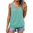 thumbnail image 2 of Alkepwun Women's Summer Tank Tops Loose Fit Pleated Scoop Neck Shirts Vest Blouse Casual Sleeveless Tops Banded Bottom, 2 of 6
