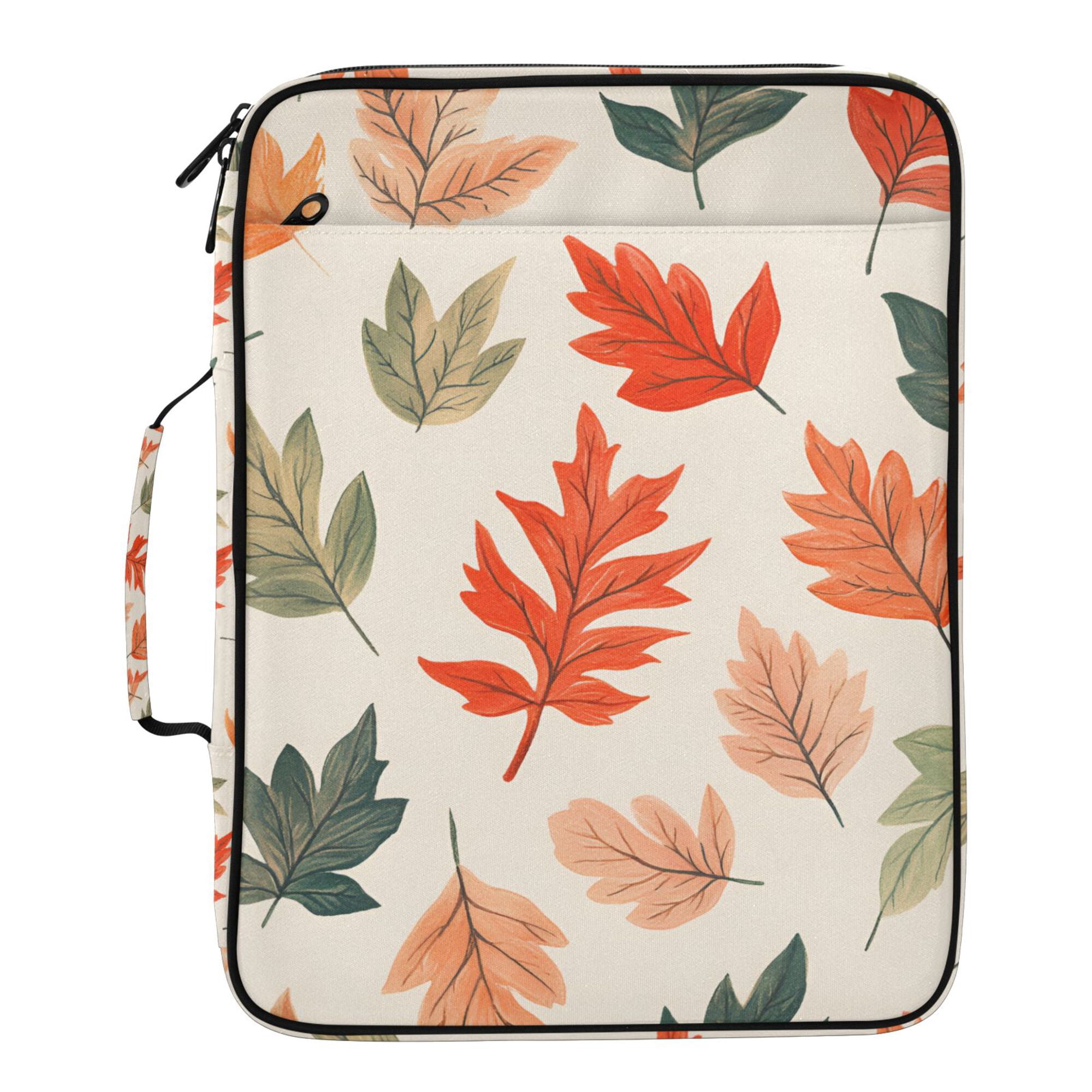 FORMRS Accordion File Folder A4 Size 7-Pocket Expanding Document Organizer Bag with 3 Ring Binder, Red Autumn Leaves
