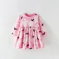 thumbnail image 4 of Toddler Cute Pumpkin Skeleton Bat Ghost Girls Dress Long Sleeve Bat Print Party Dress Kids Casual Clothing Pink Size 4-5T, 4 of 9