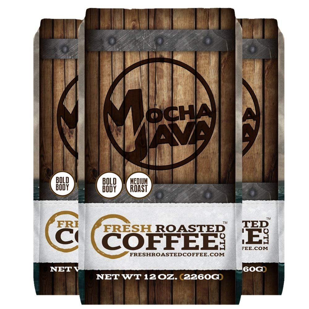 Mocha Java Coffee, Fresh Roasted Coffee LLC. (12 oz. 3pk Whole Bean)