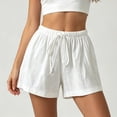 thumbnail image 5 of JUSLIO Women Shorts,Drawstring Waist Mid-Length Shorts,Cotton Lightweight Casual,White,Size L, 5 of 7