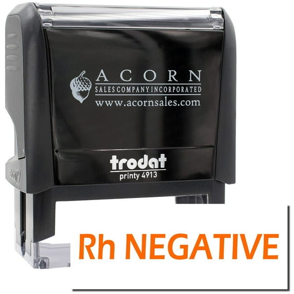 Large Self-Inking Rh Negative Stamp, Trodat Printy 4913, Press and Print Stamping, Impression Size 7/8" x 2-1/4", Up to 10,000 Impressions - Orange Ink
