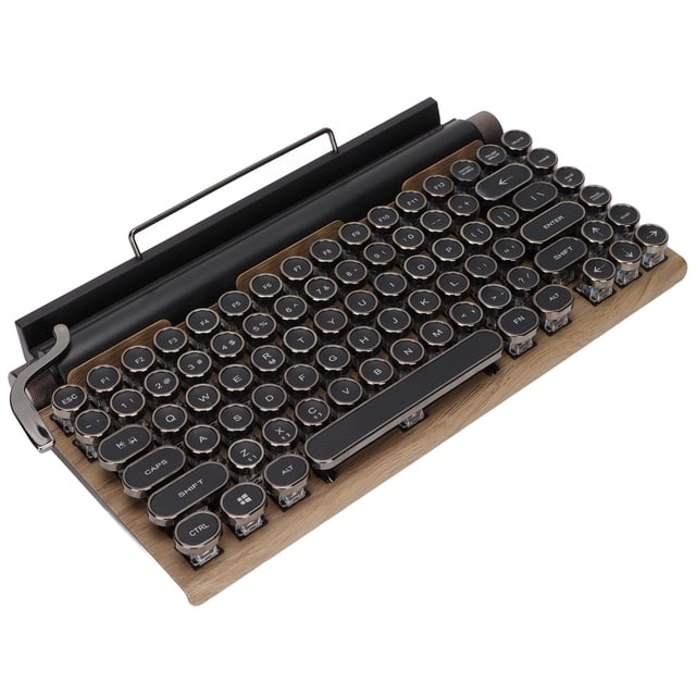 Teclado de máquina de escribir retro, 83 teclas Bluetooth 5.0 Brillo ajustable Estilo de máquina de escribir Teclado mecánico con cable e inalámbrico, Conexión de múltiples dispositivos Clásico 2000mA