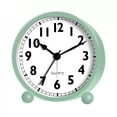 thumbnail image 1 of Reloj despertador redondo, silencioso, pequeño, con luz nocturna y funciona con pilas., 1 of 2