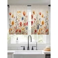 thumbnail image 3 of Yellow Red Blue Spring Floral Semi Sheer Window Curtains 45 Inches Long, Watercolor Botanical Summer Flowers Rod Pocket Voile Chiffon Curtain Light Filtering Drapes for Living Room, 52"x45", 2 Panels, 3 of 9
