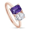 thumbnail image 4 of 1.70CT 7X5MM Emerald Shape Natural Amethyst & 7X5MM Oval Cut Lab Created Moissanite Diamond Toi Et Moi 2-Stone Engagement Wedding Ring For Women In 14K Rose Gold Over Sterling Silver (1.70Cttw)-6, 4 of 7