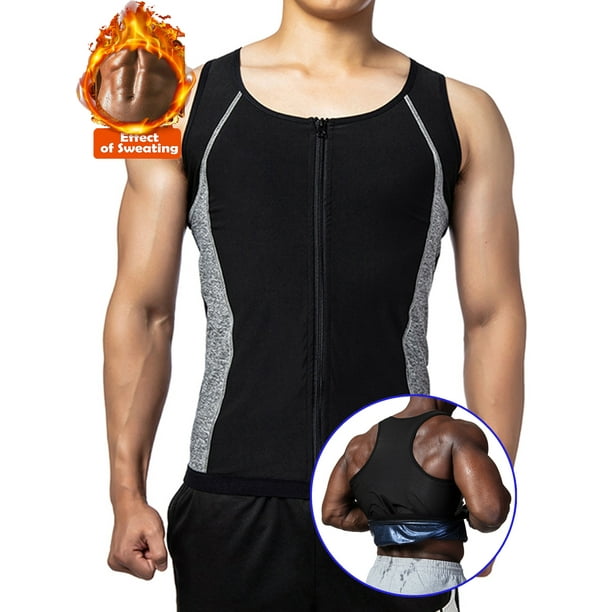 Mens Sweat Vest Body Shaper Gym Workout Tank Top Neoprene Sauna Waist  Trainer Vest Slimming Body Shaper Black 