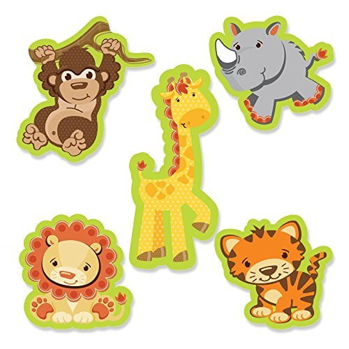 Funfari - Fun Safari Jungle - DIY Shaped Small Party Cut-Outs - 24 Count - Funfari - Fun Safari Jungle - DIY Shaped Small Party Cut-Outs - 24 Count -
