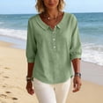 thumbnail image 6 of Lmueinov Women's Collared Half Button 3/4 Sleeve Cotton Blouse, Loose Casual Workwear Top for Daily Commute Wear S-2XL, 6 of 8