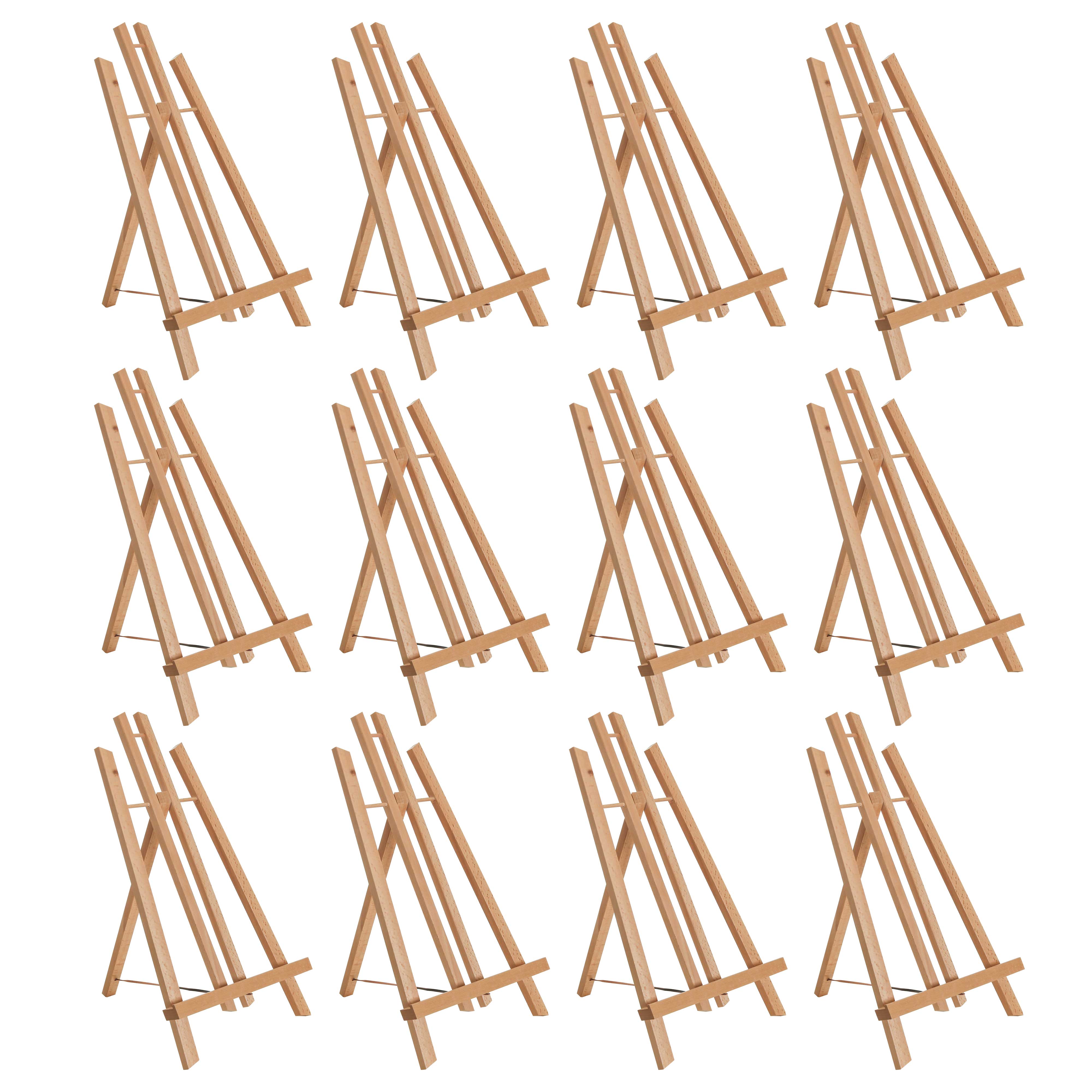 U.S. Art Supply 14" Medium Tabletop Display Stand A-Frame Artist Easel (Pack of 12) Beechwood Tripod Canvas Photo Holder