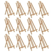 U.S. Art Supply 14" Medium Tabletop Display Stand A-Frame Artist Easel (Pack of 12) Beechwood Tripod Canvas Photo Holder