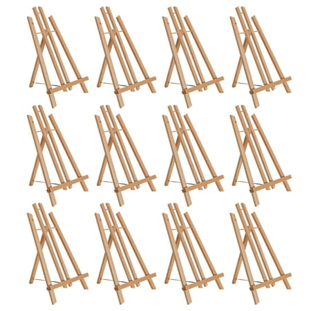 U.S. Art Supply 14" Medium Tabletop Display Stand A-Frame Artist Easel (Pack of 12) Beechwood Tripod Canvas Photo Holder