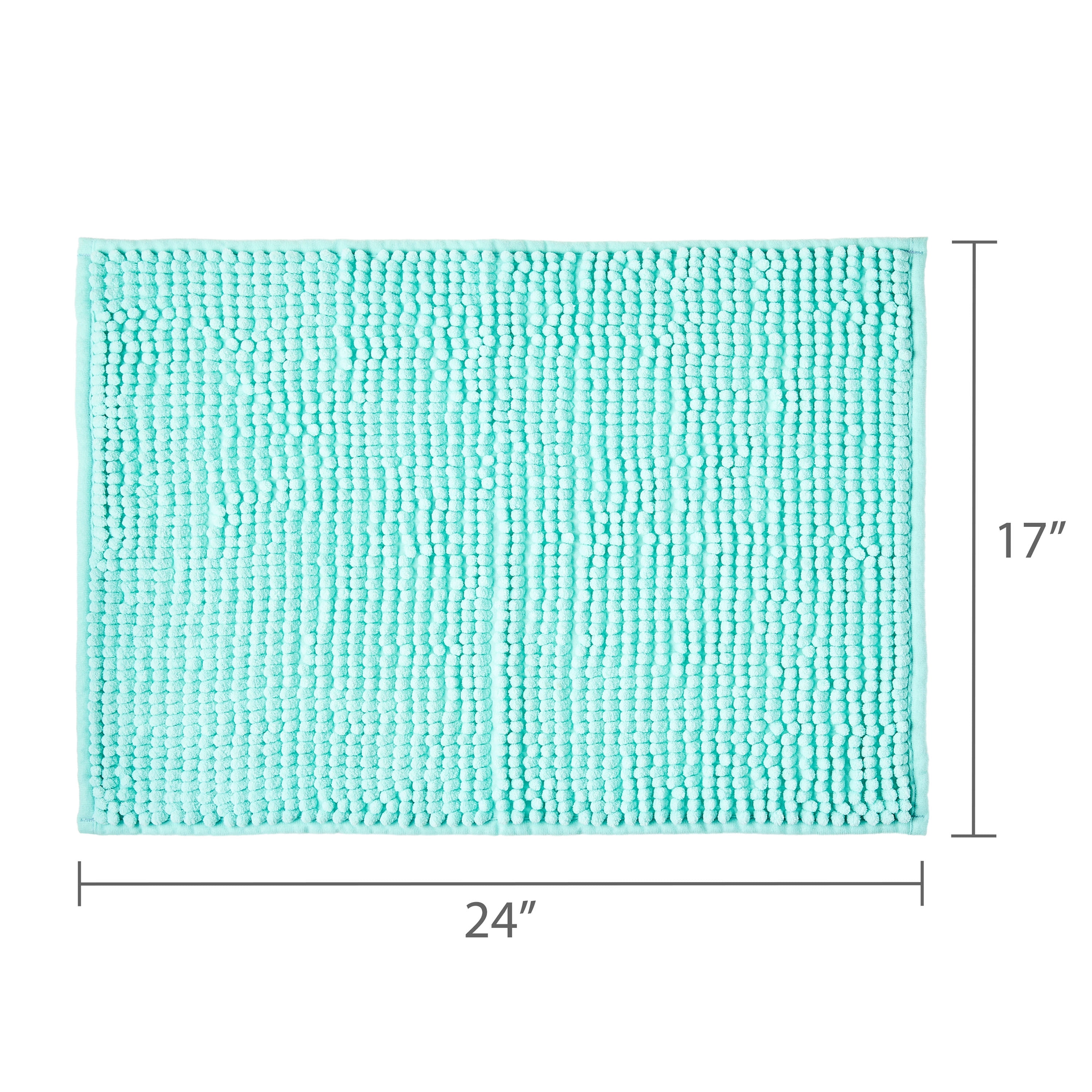 Mainstays Aqua Chenille Noodle Bath Rug, 17 in x 24 in