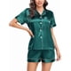 thumbnail image 4 of Pijama de satén suave para mujer, conjunto de dos piezas de seda, con botones y botones., 4 of 5