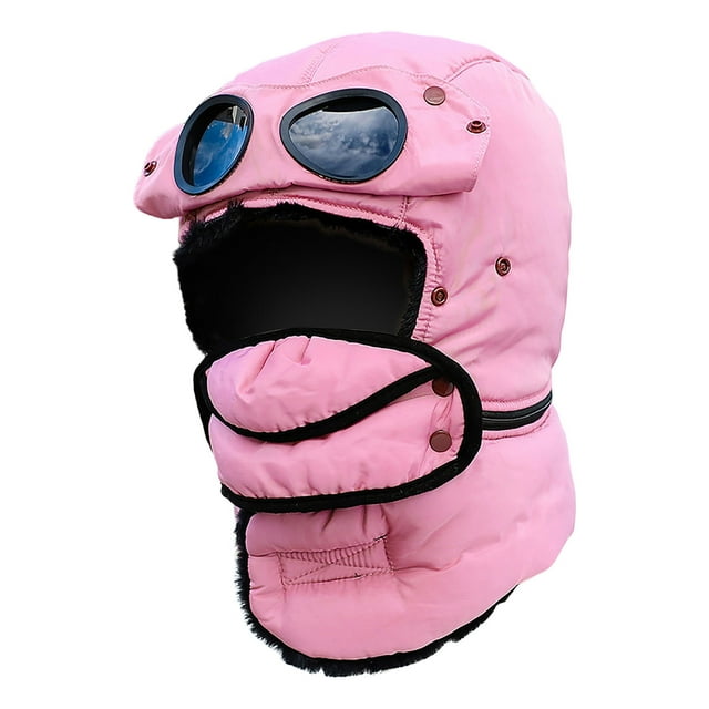 Linnome Winter Thermal Cycling Face Mask With Glasses Window Windproof Anti Fog Balaclava For Outdoor Riding