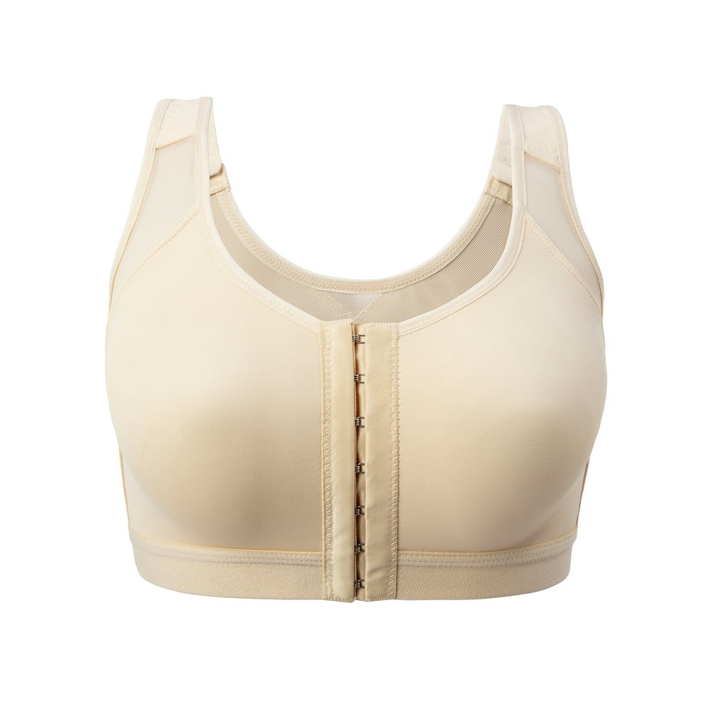 SAYFUT Women Front Closure No Bounce Wirefree Workout Bra Low Impact Without Padded Sports Bra