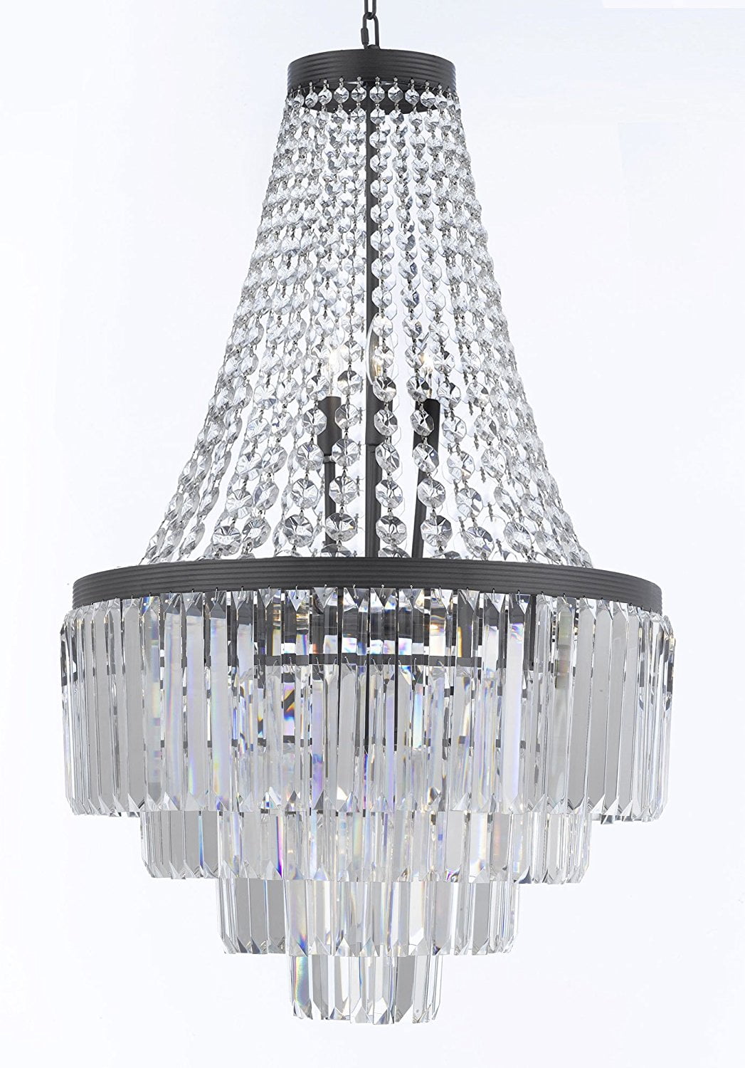 Odeon Crystal Glass Fringe 4 Tier Chandelier Lighting H35 W24 Odeon Crystal Glass Fringe 4 Tier Chandelier Lighting H35 W24 Com