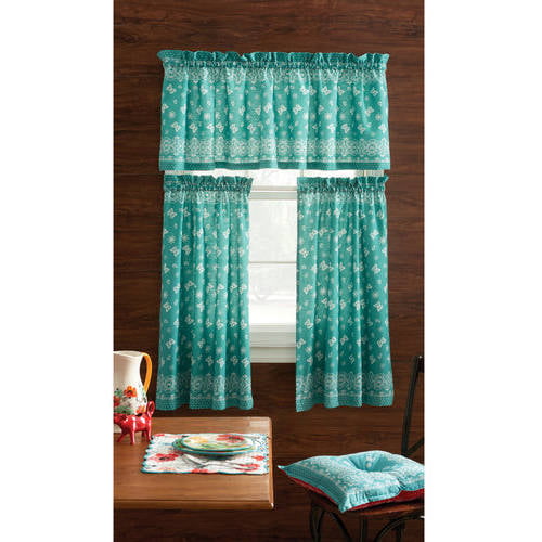 The Pioneer Woman Bandana 3pc Kitchen Curtain And Valance Set Multiple Colors 