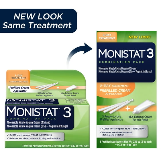 Monistat 3 Day Yeast Infection Treatment, 3 Miconazole Pre-Filled Cream Tubes & External Itch Cream