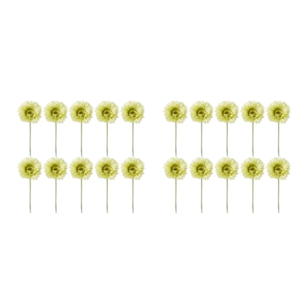 Billuyoard 10 piezas de flores artificiales Gerbera plantas falsas ramo de simulación realista Navidad jardín Oficina fiesta arreglos Verde 2piezas