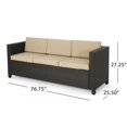 thumbnail image 4 of Noble House Puerta Outdoor 3 Seater SofaBrown w/ Beige Cushions, 4 of 7