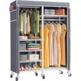 thumbnail image 2 of VIPEK R4C Rolling Garment Rack 6 Tiers Adjustable Heavy Duty Wire Shelving Portable Clothes Rack with Rods, Lockable Wheels, White Metal Clothing Rack with Grey Oxford Fabric Cover, Max Load 620lbs, 2 of 4