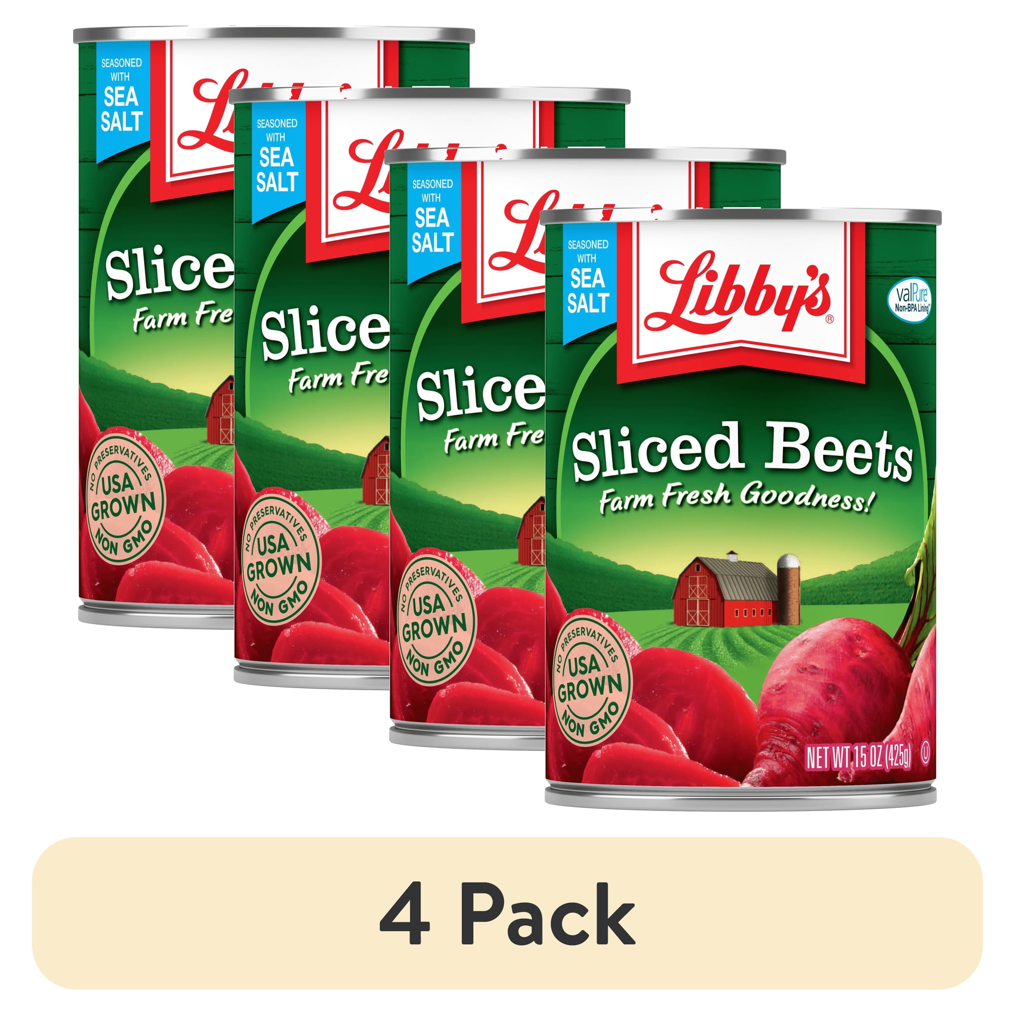 (4 pack) Libby's Sliced Beets, Canned Vegetables, 15 oz