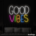 thumbnail image 2 of Craftnamesign Good Vibes Neon Sign, Coffee Shop Wall Art, Bedroom Decor, 2 of 4