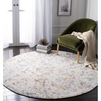 SAFAVIEH Expression Charlene Abstract Area Rug, Ivory/Blue, 6' x 6' Round