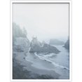 thumbnail image 1 of PixonSign Framed Wall Art Print Rock Formations Between Beach and Sea Nature Ocean Photography Realism Nautical Landscape Relax/Calm Blue Duotone for Living Room, Bedroom, Office - 12"x16" WHITE, 1 of 6