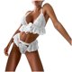 thumbnail image 1 of Gibobby Lencería mujer erótica Lencería de dos piezas para mujer, sexy con encaje floral, escote en V profundo, brasier inalámbrico y tanga exótico(Blanco, M), 1 of 5