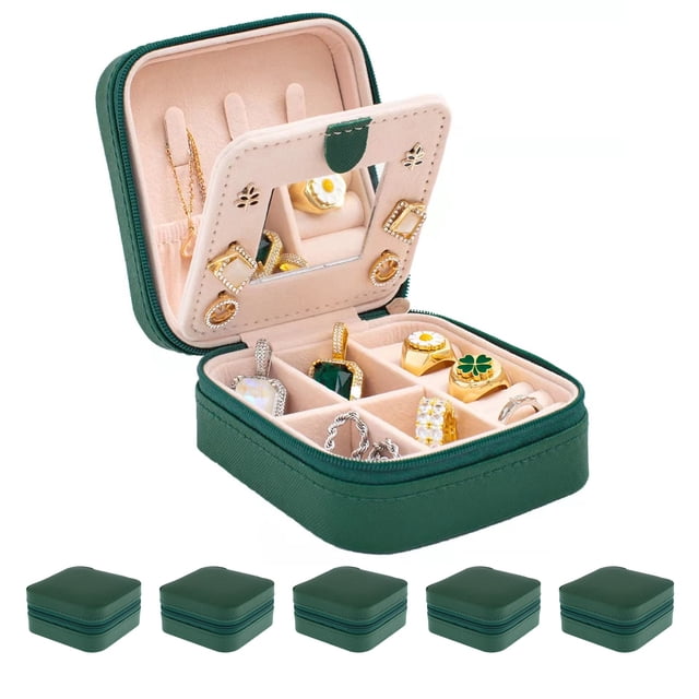 Joyero de viaje KeloFon Green con espejo para mujer