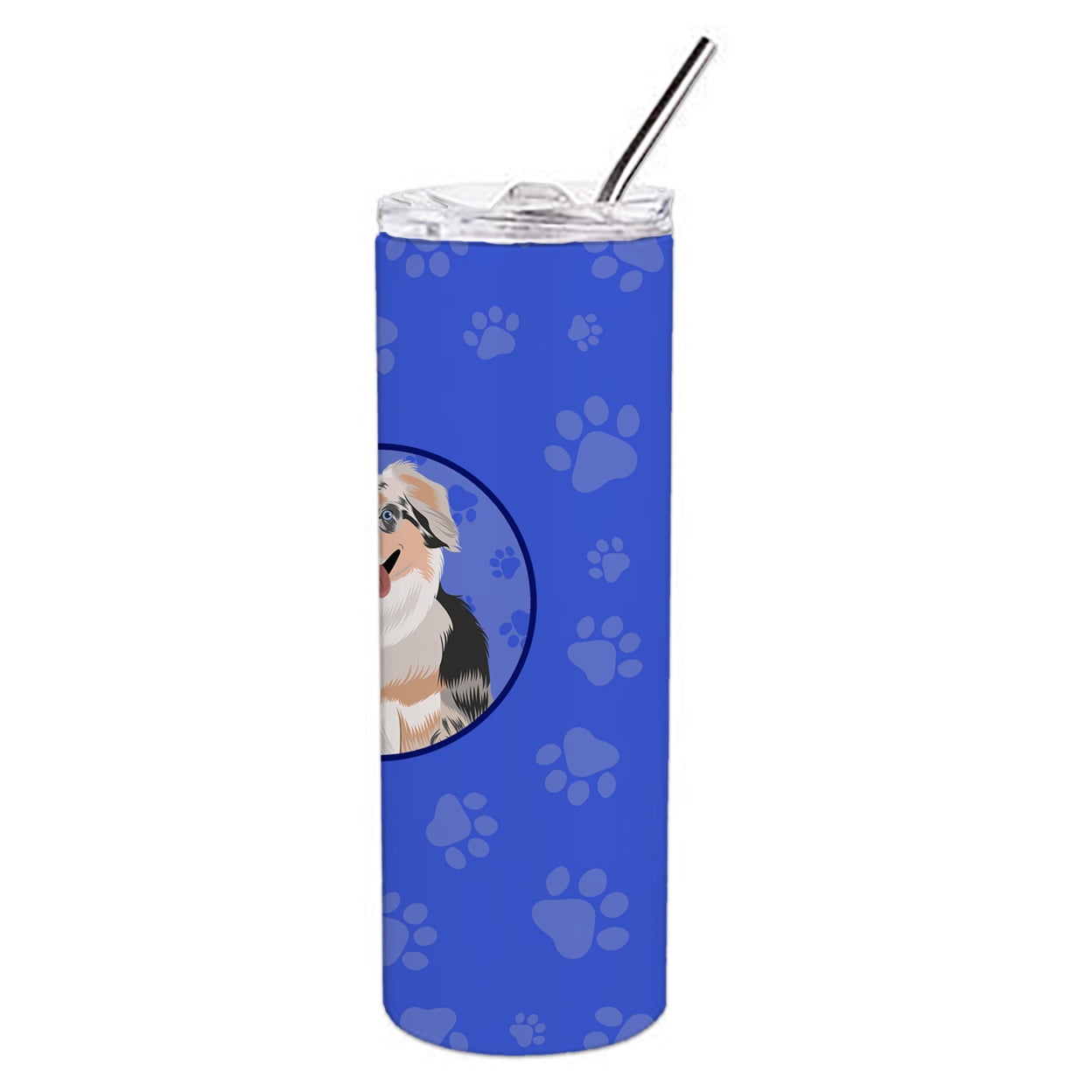 Carolines Treasures WDK1005TBL20 Australian Shepherd Blue Merle Puppy Design1  Stainless Steel 20 oz Skinny Tumbler Blue