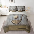 thumbnail image 2 of Homewish Vintage Golf Sports Bedding Comforter Set 7 Pieces, Western Rustic Cabin Full Bedding Set, Grey Olive Wooden Plank Reversible Fitted Sheet Flat Sheet, Lightweight Room Decor, 2 of 7
