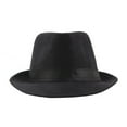 thumbnail image 2 of dianhelloya Fedora Hats for Men Wide Brim Sun Protection Solid Color Panama Cap Boater Summer Beach Sunhat for Vacation, 2 of 8