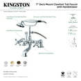 thumbnail image 4 of Kingston Brass CC209T2 Vintage 7" Center Deck-Mount Clawfoot Tub Faucet with Hand Shower, Polished Brass, 4 of 5