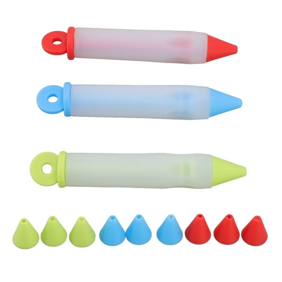 3 Set Silicone Food Writing Pen,Cake Chocolate Decorating Gun with 12 Patterns ,Baking Icing Piping Tools Jam Pen for Dessert Cupcakes