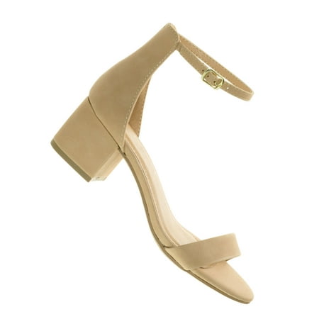 Chunky Heel Platform Sandal Weekend by City Classified, 2 Piece Low Chunky Block Heel Open Toe Dress Sandal w Ankle Strap ()