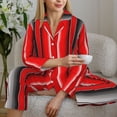 thumbnail image 6 of Xecao Red Black and White Serape Blanket Stripes Print Women Pajamas Set Soft Sleepwear Pjs long Sleeve Button Down Nightwear with Long Pants-Small, 6 of 7