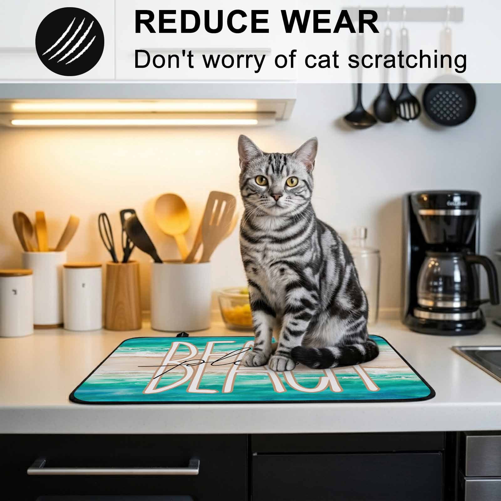 Summer Turquoise Beach Stove Top Cover for Electric Stove, Heat-proof & Non Slip Glass Top Stove Cover Protector, Sand Coastal Waves Gradient Kitchen Flat Cooktop Rubber Mat 24x21 Inches